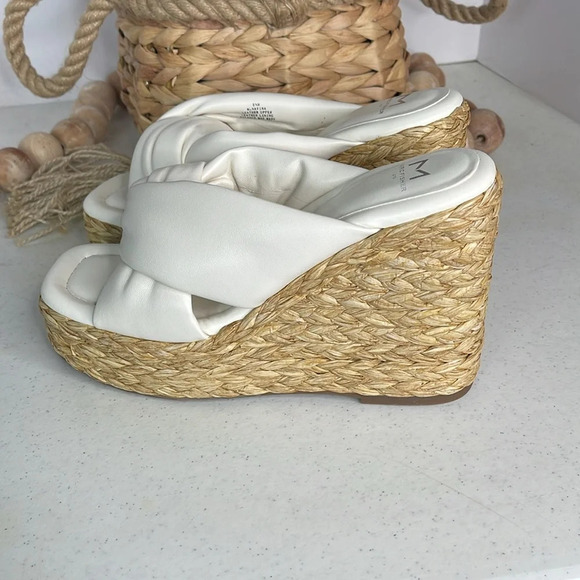 Marc Fisher Navina Espadrille Wedge Sandal Ivory/ Leather Sz 8.5 - Picture 8 of 11